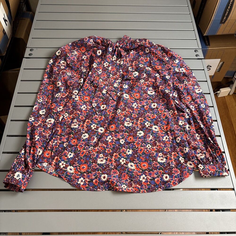 Veronica Beard Blouse Womens Size 6 Multicolor High Neck Blouse Floral Silk - Picture 6 of 9